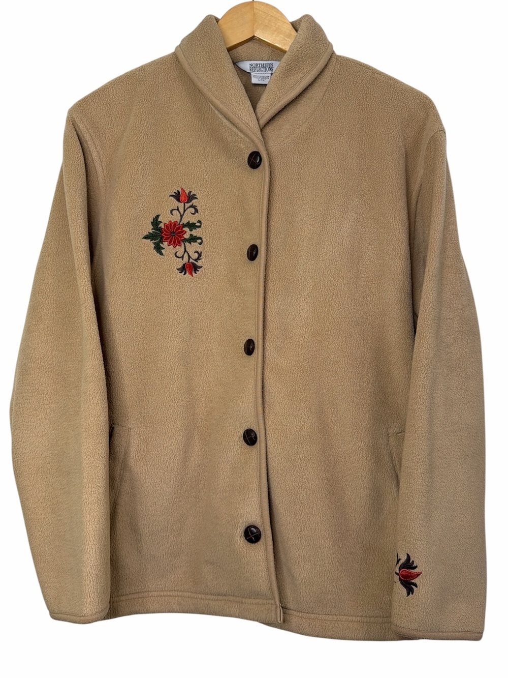 Northern Reflections Embroidered Floral Fleece Jacket L